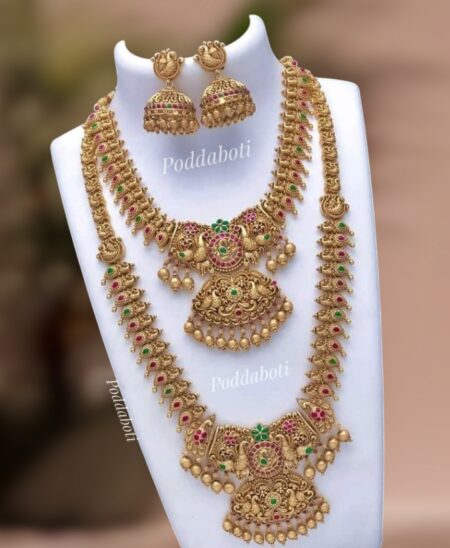 Joypuri matte gold necklace and sitahar combo